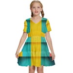 Colorful Rainbow Pattern Digital Art Abstract Minimalist Minimalism Kids  Short Sleeve Tiered Mini Dress