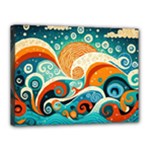 Waves Ocean Sea Abstract Whimsical Abstract Art Pattern Abstract Pattern Nature Water Seascape Canvas 16  x 12  (Stretched)