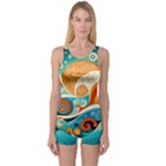 Waves Ocean Sea Abstract Whimsical Abstract Art Pattern Abstract Pattern Nature Water Seascape One Piece Boyleg Swimsuit