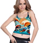 Waves Ocean Sea Abstract Whimsical Abstract Art Pattern Abstract Pattern Nature Water Seascape Spaghetti Strap Bra Top
