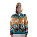 Waves Ocean Sea Abstract Whimsical Abstract Art Pattern Abstract Pattern Nature Water Seascape Women s Hooded Windbreaker