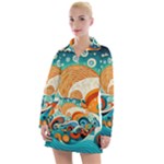 Waves Ocean Sea Abstract Whimsical Abstract Art Pattern Abstract Pattern Nature Water Seascape Women s Long Sleeve Casual Dress