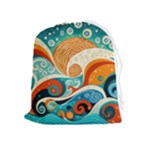 Waves Ocean Sea Abstract Whimsical Abstract Art Pattern Abstract Pattern Nature Water Seascape Drawstring Pouch (XL)