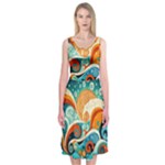 Waves Ocean Sea Abstract Whimsical Abstract Art Pattern Abstract Pattern Nature Water Seascape Midi Sleeveless Dress