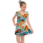 Waves Ocean Sea Abstract Whimsical Abstract Art Pattern Abstract Pattern Nature Water Seascape Kids  Cap Sleeve Dress