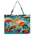 Waves Ocean Sea Abstract Whimsical Abstract Art Pattern Abstract Pattern Nature Water Seascape Zipper Medium Tote Bag