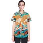 Waves Ocean Sea Abstract Whimsical Abstract Art Pattern Abstract Pattern Nature Water Seascape Women s Short Sleeve Shirt