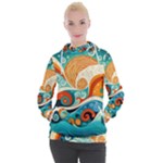 Waves Ocean Sea Abstract Whimsical Abstract Art Pattern Abstract Pattern Nature Water Seascape Women s Hooded Pullover