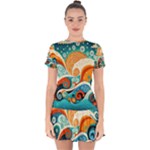 Waves Ocean Sea Abstract Whimsical Abstract Art Pattern Abstract Pattern Nature Water Seascape Drop Hem Mini Chiffon Dress