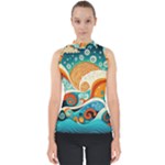 Waves Ocean Sea Abstract Whimsical Abstract Art Pattern Abstract Pattern Nature Water Seascape Mock Neck Shell Top