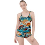 Waves Ocean Sea Abstract Whimsical Abstract Art Pattern Abstract Pattern Nature Water Seascape Boyleg Tankini Set 