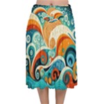 Waves Ocean Sea Abstract Whimsical Abstract Art Pattern Abstract Pattern Nature Water Seascape Velvet Flared Midi Skirt