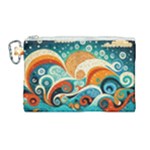 Waves Ocean Sea Abstract Whimsical Abstract Art Pattern Abstract Pattern Nature Water Seascape Canvas Cosmetic Bag (Large)