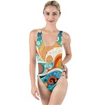 Waves Ocean Sea Abstract Whimsical Abstract Art Pattern Abstract Pattern Nature Water Seascape High Leg Strappy Swimsuit