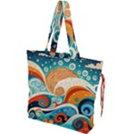 Waves Ocean Sea Abstract Whimsical Abstract Art Pattern Abstract Pattern Nature Water Seascape Drawstring Tote Bag