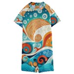 Waves Ocean Sea Abstract Whimsical Abstract Art Pattern Abstract Pattern Nature Water Seascape Kids  Boyleg Half Suit Swimwear