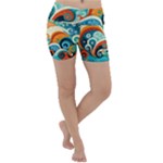 Waves Ocean Sea Abstract Whimsical Abstract Art Pattern Abstract Pattern Nature Water Seascape Lightweight Velour Yoga Shorts