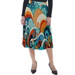 Waves Ocean Sea Abstract Whimsical Abstract Art Pattern Abstract Pattern Nature Water Seascape Classic Velour Midi Skirt 
