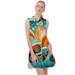Waves Ocean Sea Abstract Whimsical Abstract Art Pattern Abstract Pattern Nature Water Seascape Sleeveless Shirt Dress