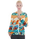 Waves Ocean Sea Abstract Whimsical Abstract Art Pattern Abstract Pattern Nature Water Seascape Casual Zip Up Jacket