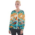 Waves Ocean Sea Abstract Whimsical Abstract Art Pattern Abstract Pattern Nature Water Seascape Velvet Zip Up Jacket