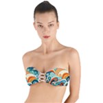 Waves Ocean Sea Abstract Whimsical Abstract Art Pattern Abstract Pattern Nature Water Seascape Twist Bandeau Bikini Top
