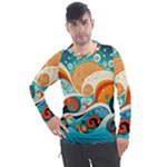 Waves Ocean Sea Abstract Whimsical Abstract Art Pattern Abstract Pattern Nature Water Seascape Men s Pique Long Sleeve T-Shirt