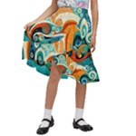 Waves Ocean Sea Abstract Whimsical Abstract Art Pattern Abstract Pattern Nature Water Seascape Kids  Ruffle Flared Wrap Midi Skirt