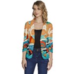 Waves Ocean Sea Abstract Whimsical Abstract Art Pattern Abstract Pattern Nature Water Seascape Women s One-Button 3/4 Sleeve Short Jacket