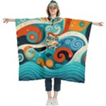 Waves Ocean Sea Abstract Whimsical Abstract Art Pattern Abstract Pattern Nature Water Seascape Women s Hooded Rain Ponchos
