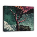 Night Sky Nature Tree Night Landscape Forest Galaxy Fantasy Dark Sky Planet Deluxe Canvas 20  x 16  (Stretched)