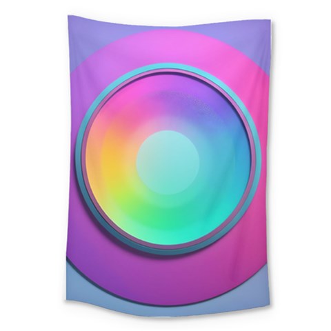 Circle Colorful Rainbow Spectrum Button Gradient Psychedelic Art Large Tapestry from ZippyPress