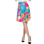 Circles Art Seamless Repeat Bright Colors Colorful A-Line Skirt