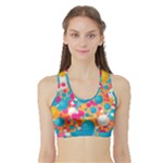 Circles Art Seamless Repeat Bright Colors Colorful Sports Bra with Border