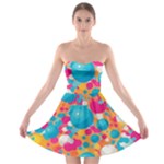 Circles Art Seamless Repeat Bright Colors Colorful Strapless Bra Top Dress
