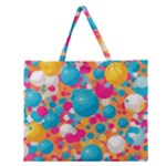 Circles Art Seamless Repeat Bright Colors Colorful Zipper Large Tote Bag