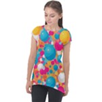 Circles Art Seamless Repeat Bright Colors Colorful Cap Sleeve High Low Top