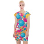 Circles Art Seamless Repeat Bright Colors Colorful Cap Sleeve Bodycon Dress