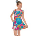Circles Art Seamless Repeat Bright Colors Colorful Kids  Cap Sleeve Dress