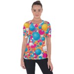 Circles Art Seamless Repeat Bright Colors Colorful Shoulder Cut Out Short Sleeve Top