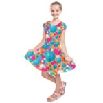 Circles Art Seamless Repeat Bright Colors Colorful Kids  Short Sleeve Dress