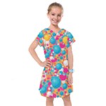 Circles Art Seamless Repeat Bright Colors Colorful Kids  Drop Waist Dress