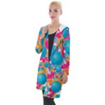 Circles Art Seamless Repeat Bright Colors Colorful Hooded Pocket Cardigan