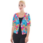 Circles Art Seamless Repeat Bright Colors Colorful Cropped Button Cardigan