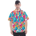 Circles Art Seamless Repeat Bright Colors Colorful Men s Short Sleeve Shirt