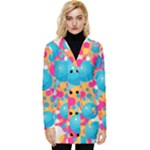 Circles Art Seamless Repeat Bright Colors Colorful Button Up Hooded Coat 