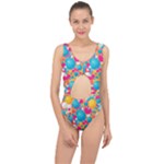 Circles Art Seamless Repeat Bright Colors Colorful Center Cut Out Swimsuit