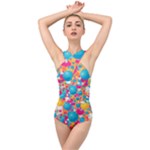 Circles Art Seamless Repeat Bright Colors Colorful Cross Front Low Back Swimsuit