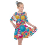 Circles Art Seamless Repeat Bright Colors Colorful Kids  Shoulder Cutout Chiffon Dress