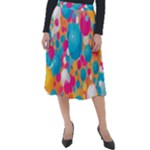 Circles Art Seamless Repeat Bright Colors Colorful Classic Velour Midi Skirt 